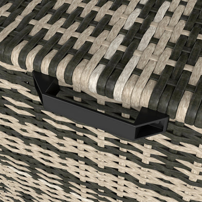 Rattan Cushion Box 350L 2-tier Weatherproof Storage Box with Lid Lifting Rods Carry Handles UV Resistant Garden Box Storage Chest for Garden Patio Balcony 118x57x69 cm Mixed Grey