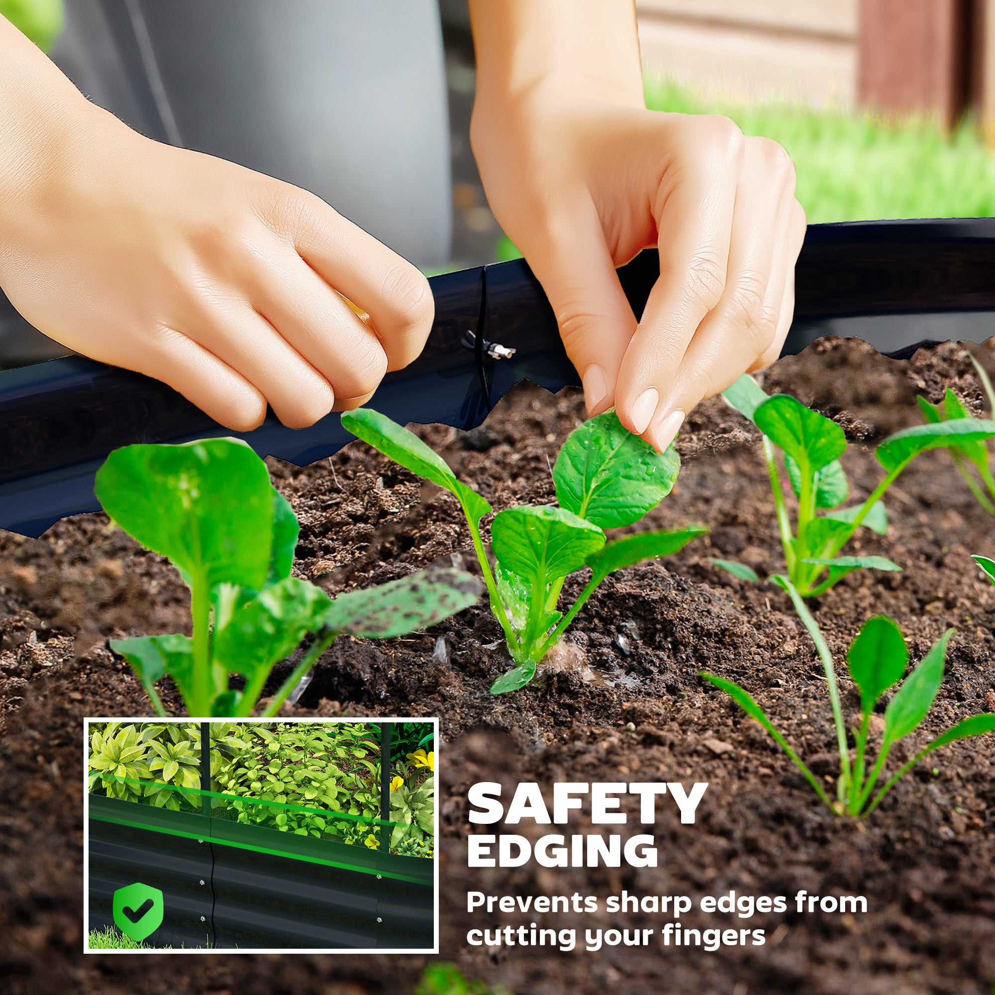 Raised Bed with Trellis, Metal Planter with Gloves — Garden Bed, Low Greenhouse, Herb Bed with Trellis for Climbing Vegetables & Flowers, 160 x 90 x 180 cm (63 x 35 x 71 in), Dark Gray