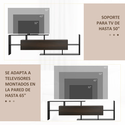 Living Room Furniture Set TV Stands for TVs up to 65" or Console for TVs up to 40" with TV Stand 153.6x25x42 cm and Wall Shelf 150x14.5x16.3 cm Black and Brown