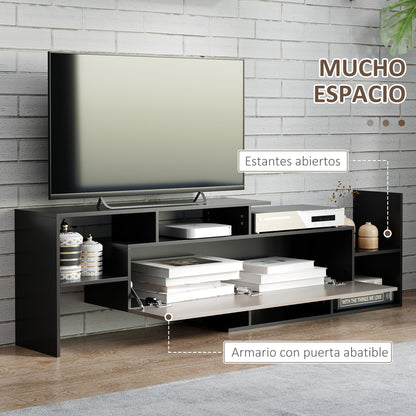 Living Room Furniture Set TV Stands for TVs up to 65" or Console for TVs up to 40" with TV Stand 153.6x25x42 cm and Wall Shelf 150x14.5x16.3 cm Black and Brown