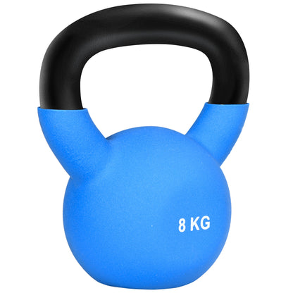 8 kg Cast Iron Kettlebell with Neoprene Coating and Wide Handle Dumbbells for Strength Training in Gym Home 18x11x20 cm Blue