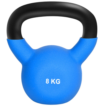 8 kg Cast Iron Kettlebell with Neoprene Coating and Wide Handle Dumbbells for Strength Training in Gym Home 18x11x20 cm Blue