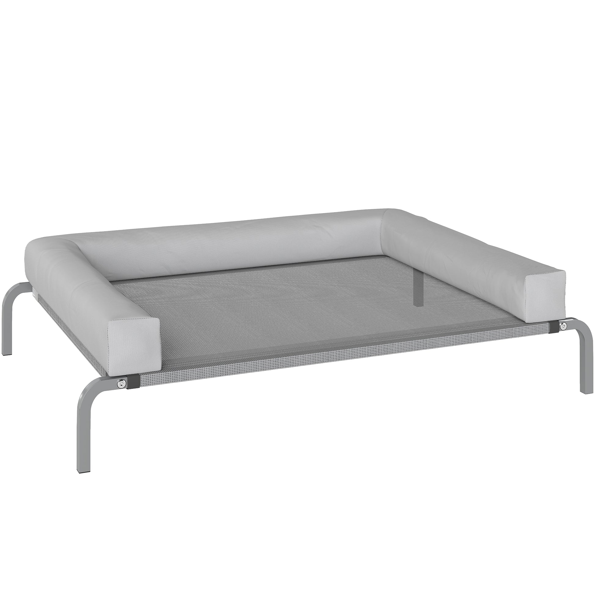 Elevated Cooling Dog Bed with Removable Reinforcements Medium Size Portable Elevated Dog Bed with Breathable Mesh Steel Frame for Indoor Outdoor 43.3x29.5x11.8 inches Light Gray
