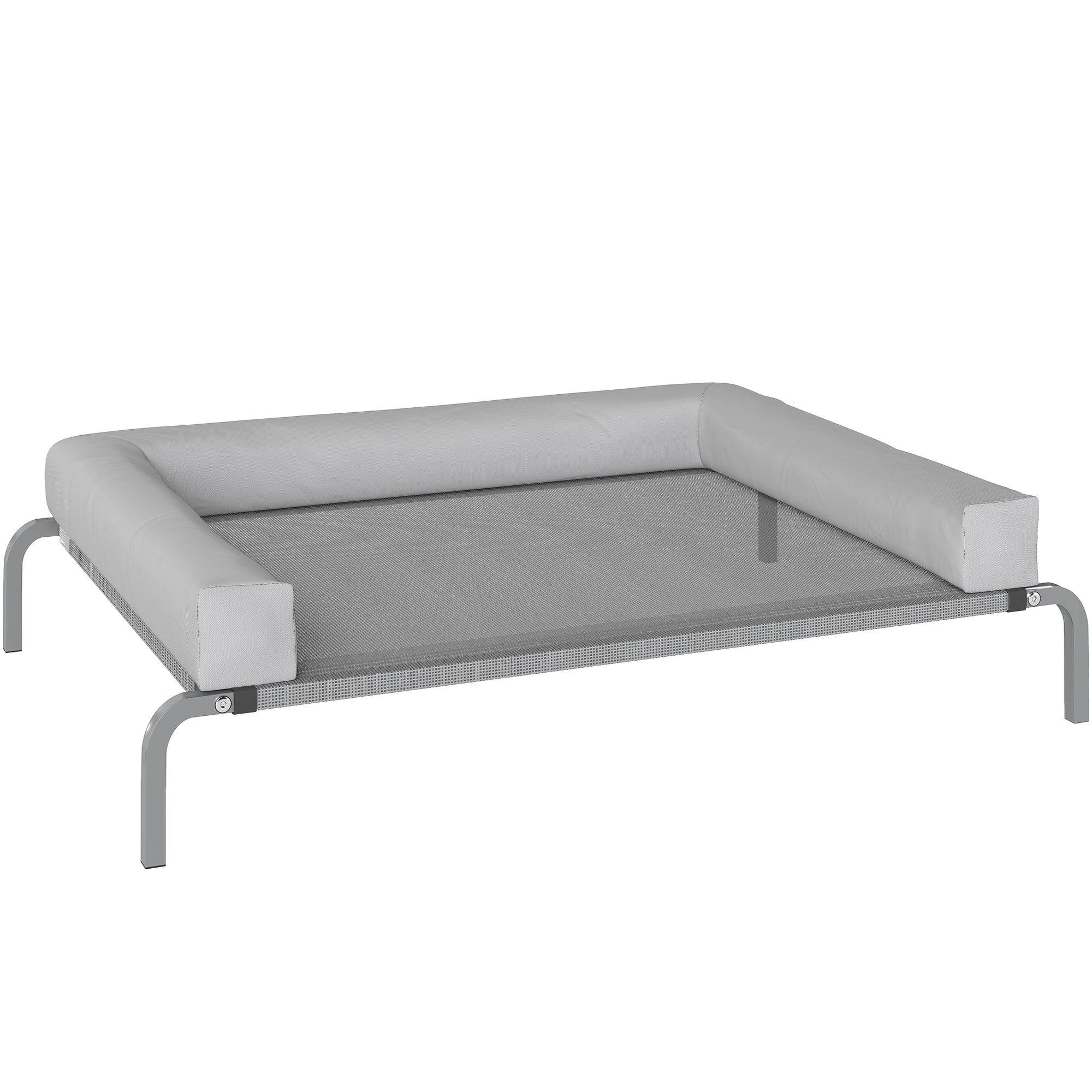 Elevated Cooling Dog Bed with Removable Reinforcements Medium Size Portable Elevated Dog Bed with Breathable Mesh Steel Frame for Indoor Outdoor 43.3x29.5x11.8 inches Light Gray
