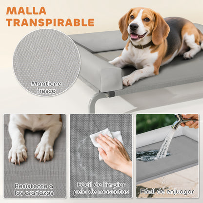 Elevated Cooling Dog Bed with Removable Reinforcements Medium Size Portable Elevated Dog Bed with Breathable Mesh Steel Frame for Indoor Outdoor 43.3x29.5x11.8 inches Light Gray