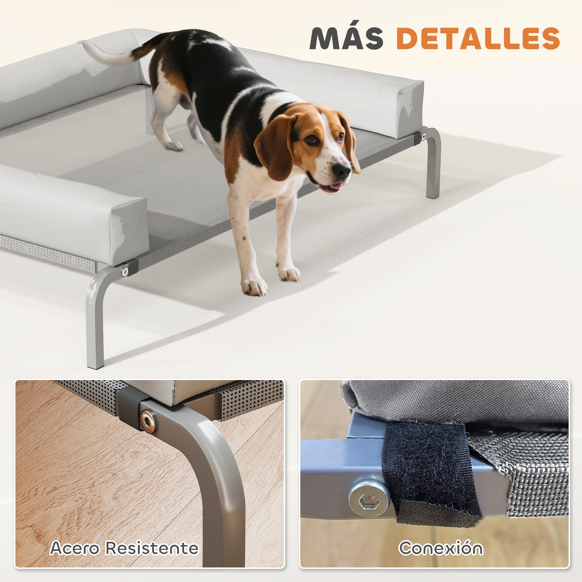 Elevated Cooling Dog Bed with Removable Reinforcements Medium Size Portable Elevated Dog Bed with Breathable Mesh Steel Frame for Indoor Outdoor 43.3x29.5x11.8 inches Light Gray