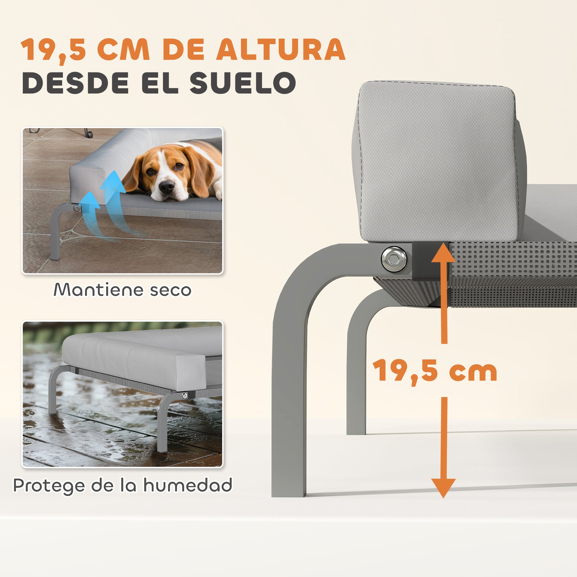 Elevated Cooling Dog Bed with Removable Reinforcements Medium Size Portable Elevated Dog Bed with Breathable Mesh Steel Frame for Indoor Outdoor 43.3x29.5x11.8 inches Light Gray