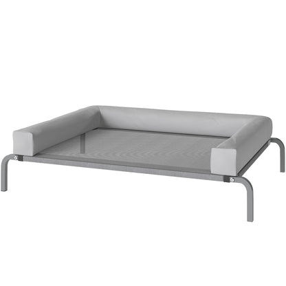 Elevated Cooling Dog Bed with Removable Reinforcements Medium Size Portable Elevated Dog Bed with Breathable Mesh Steel Frame for Indoor Outdoor 43.3x29.5x11.8 inches Light Gray