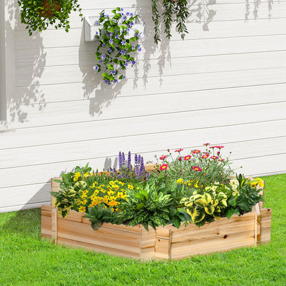 Garden Bed, Hexagonal Outdoor Planter Without Base, Tool-Free Assembly, Fir Wood, 100x92x16cm