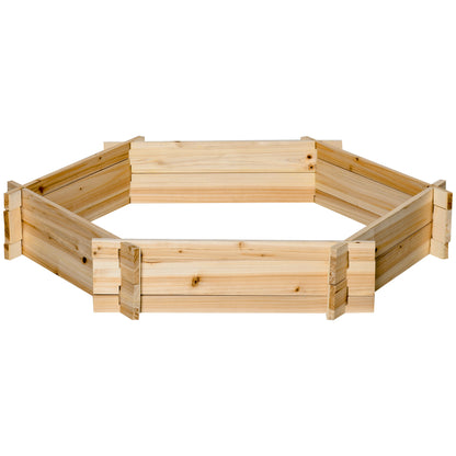 Garden Bed, Hexagonal Outdoor Planter Without Base, Tool-Free Assembly, Fir Wood, 100x92x16cm