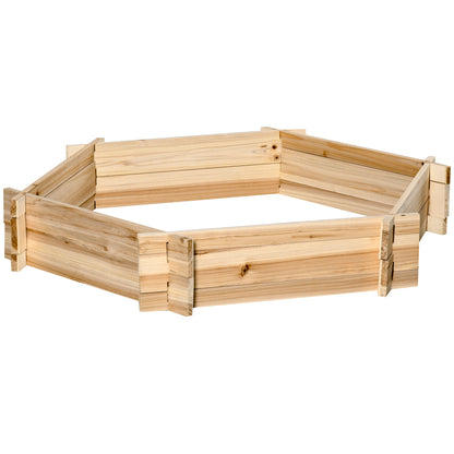 Garden Bed, Hexagonal Outdoor Planter Without Base, Tool-Free Assembly, Fir Wood, 100x92x16cm