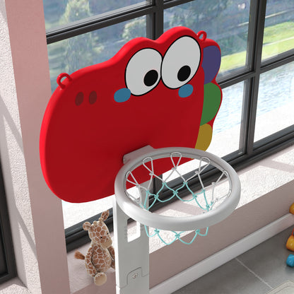 5-in-1 Children's Basketball Hoop Basketball Hoop for Kids Adjustable Height with Soccer Golf Ring Ball Toss Game for Indoor Red