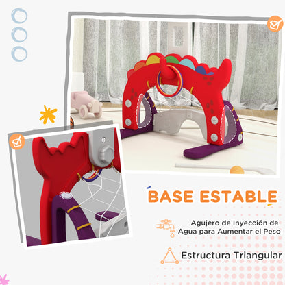 5-in-1 Children's Basketball Hoop Basketball Hoop for Kids Adjustable Height with Soccer Golf Ring Ball Toss Game for Indoor Red