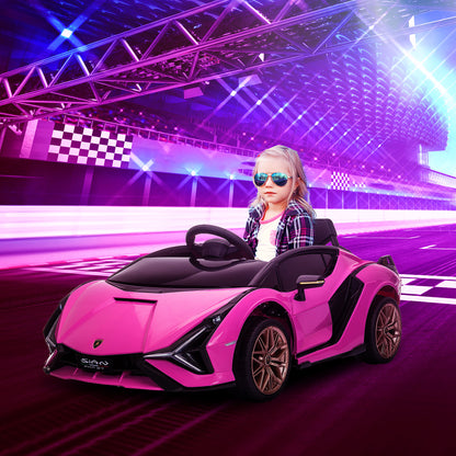 Kids Electric Car 12V 2 Driving Modes Lamborghini SIAN SUV Toy Electric Vehicle Remote Control Music (MP3/USB) Light 3-5 Years Metal Pink 108 x 62 x 40 cm