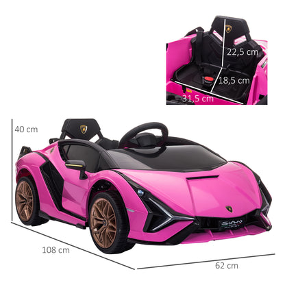 Kids Electric Car 12V 2 Driving Modes Lamborghini SIAN SUV Toy Electric Vehicle Remote Control Music (MP3/USB) Light 3-5 Years Metal Pink 108 x 62 x 40 cm