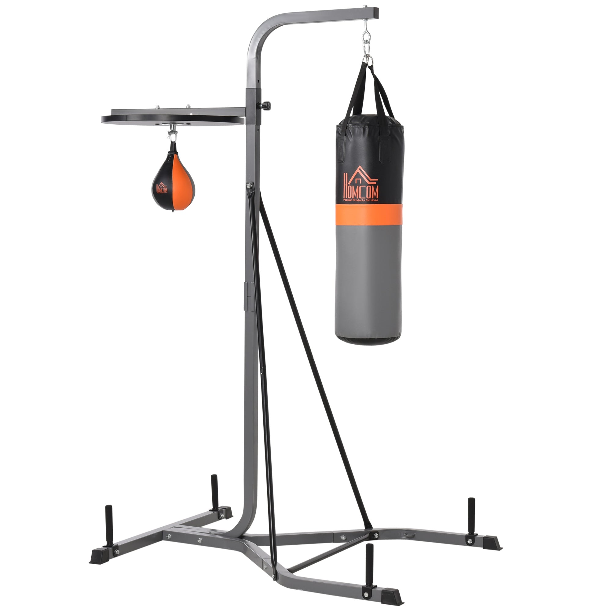 2-in-1 Boxing Bag Stand max. Load Capacity 100 kg, Rotatable Boxing Bag Holder made of Steel with 20kg Punching Ball, Adjustable Height Boxing Bag Holder, for Indoor Fitness Training, Black