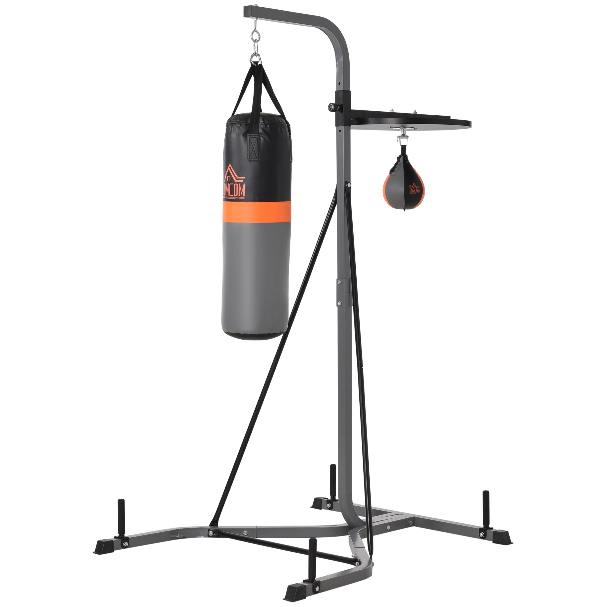 2-in-1 Boxing Bag Stand max. Load Capacity 100 kg, Rotatable Boxing Bag Holder made of Steel with 20kg Punching Ball, Adjustable Height Boxing Bag Holder, for Indoor Fitness Training, Black