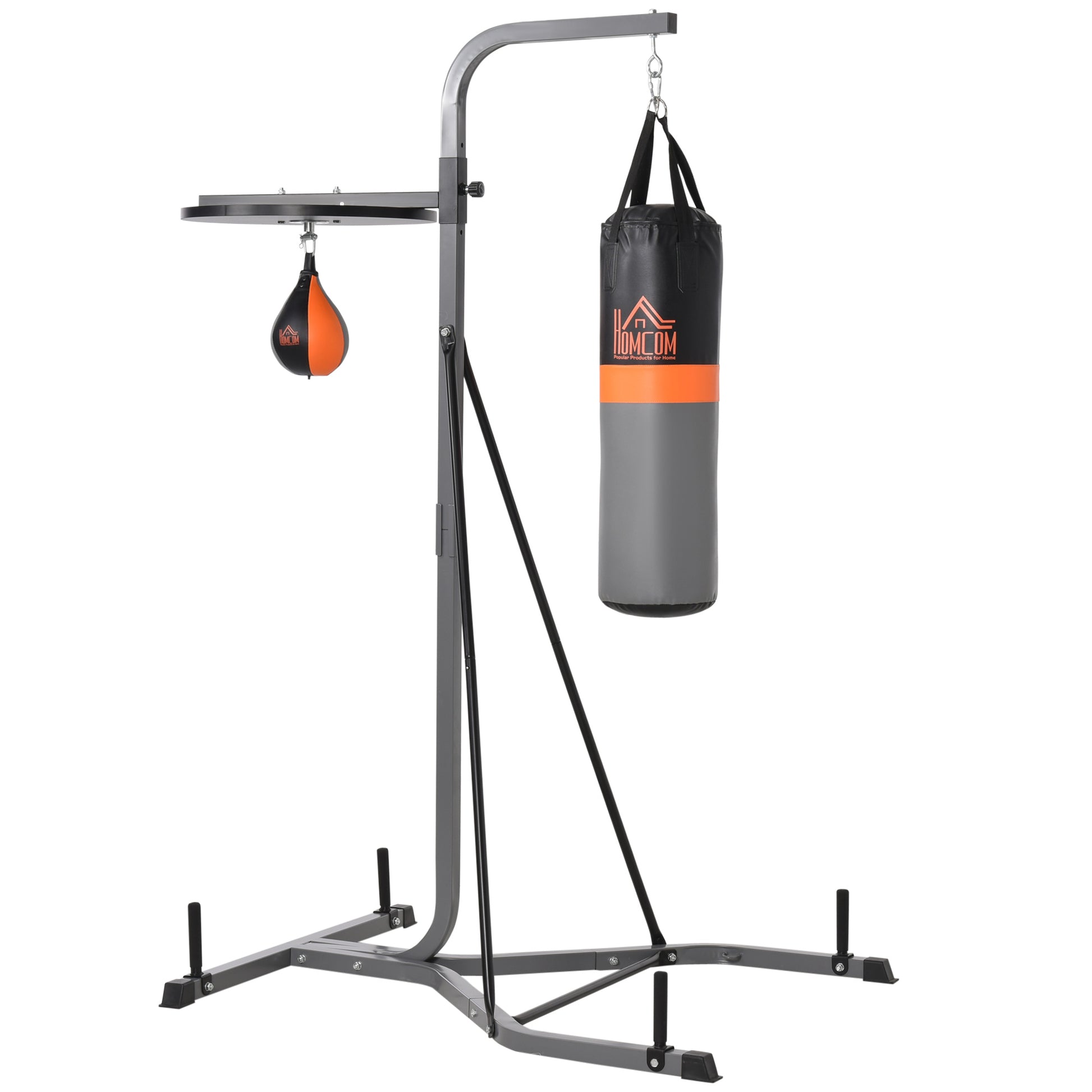 2-in-1 Boxing Bag Stand max. Load Capacity 100 kg, Rotatable Boxing Bag Holder made of Steel with 20kg Punching Ball, Adjustable Height Boxing Bag Holder, for Indoor Fitness Training, Black