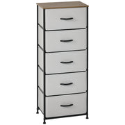 Dresser Sideboard with 5 Foldable Fabric Drawers, Drawer Cabinet with Worktop, Handle, Multi-Purpose Cabinet with Tip-Over Protection, for Living Room Bedroom, Gray