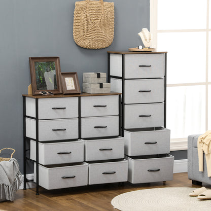 Dresser Sideboard with 5 Foldable Fabric Drawers, Drawer Cabinet with Worktop, Handle, Multi-Purpose Cabinet with Tip-Over Protection, for Living Room Bedroom, Gray
