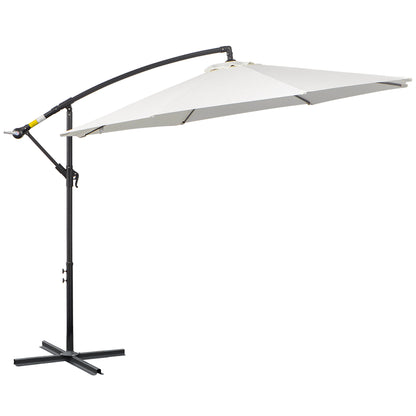 Cantilever Umbrella Ø300 cm tiltable Sunshade with UV Protection Crank Umbrella with Stand, Crank Mechanism, Market Umbrella Patio Umbrella Sun Protection for Balcony Garden Terrace Cream White