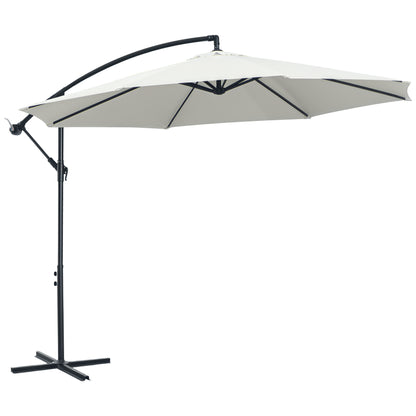 Cantilever Umbrella Ø300 cm tiltable Sunshade with UV Protection Crank Umbrella with Stand, Crank Mechanism, Market Umbrella Patio Umbrella Sun Protection for Balcony Garden Terrace Cream White