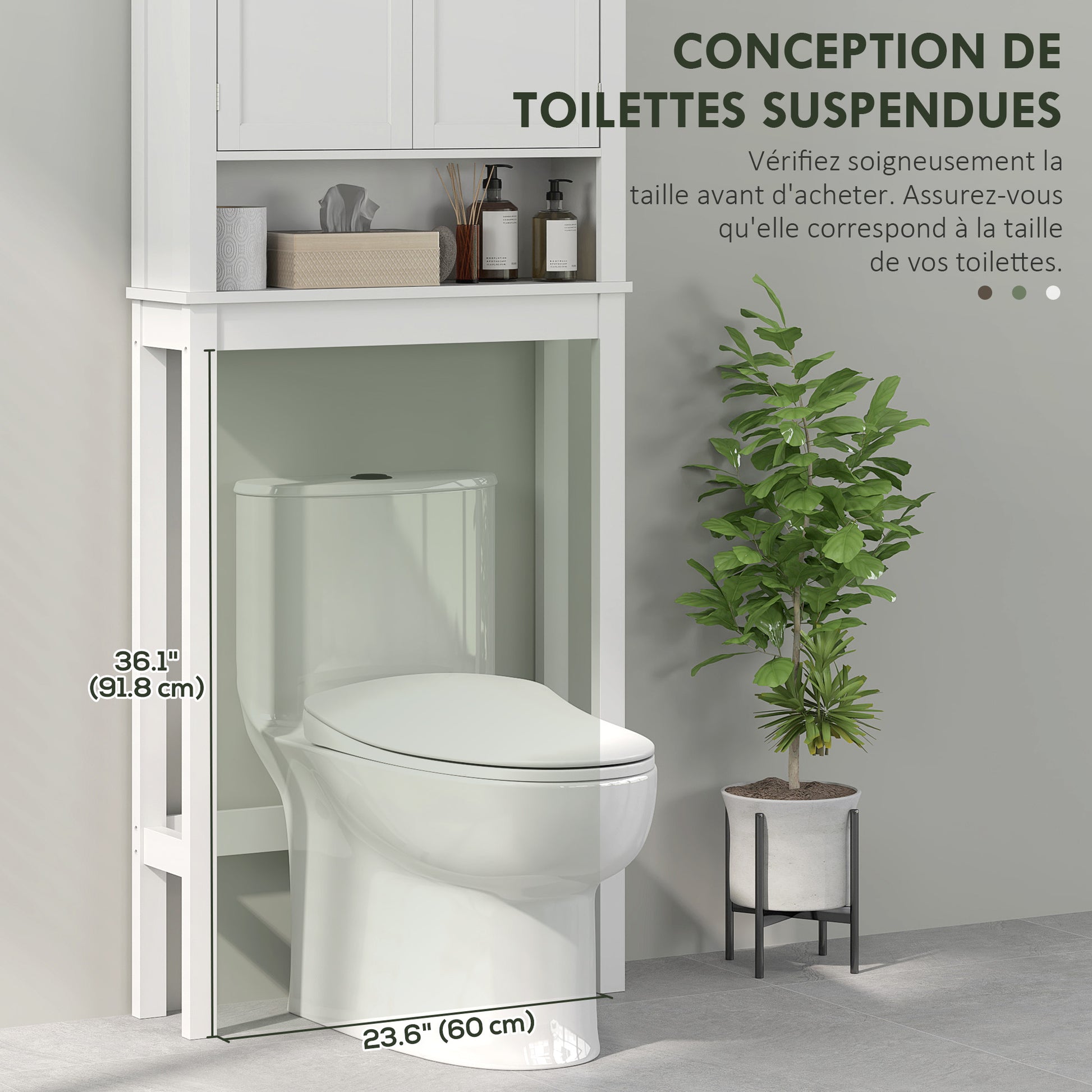 Over Toilet Storage Cabinet Bathroom Laundry Machine Shelf Bathroom Storage with Compartment, Double Door Cabinet, Adjustable Shelves - 70 x 20 x 175 cm, White