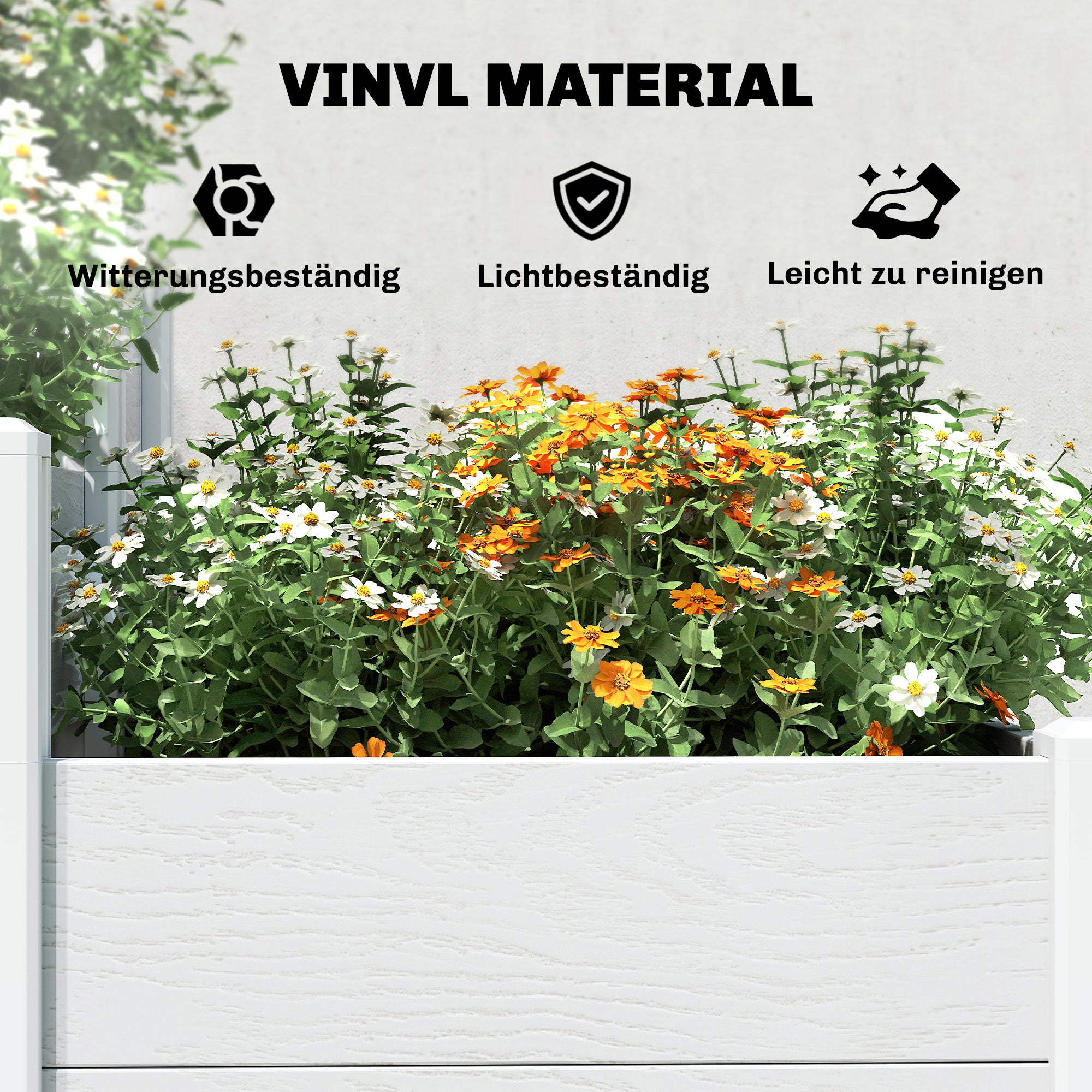 3-Tier Stackable Raised Garden Bed with Open Bottom – Modular Vinyl Planter Box for Garden & Balcony, 47.2 x 31.5 x 25.2 in, White