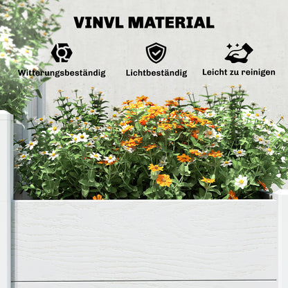 3-Tier Stackable Raised Garden Bed with Open Bottom – Modular Vinyl Planter Box for Garden & Balcony, 47.2 x 31.5 x 25.2 in, White