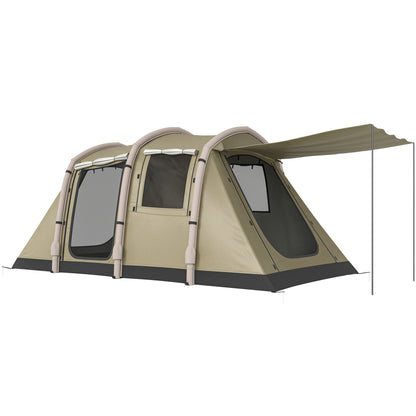 Inflatable 5–6 Person Camping Tent — Fast Air Setup, Mesh Windows, Waterproof Oxford Fabric, Awning & Groundsheet