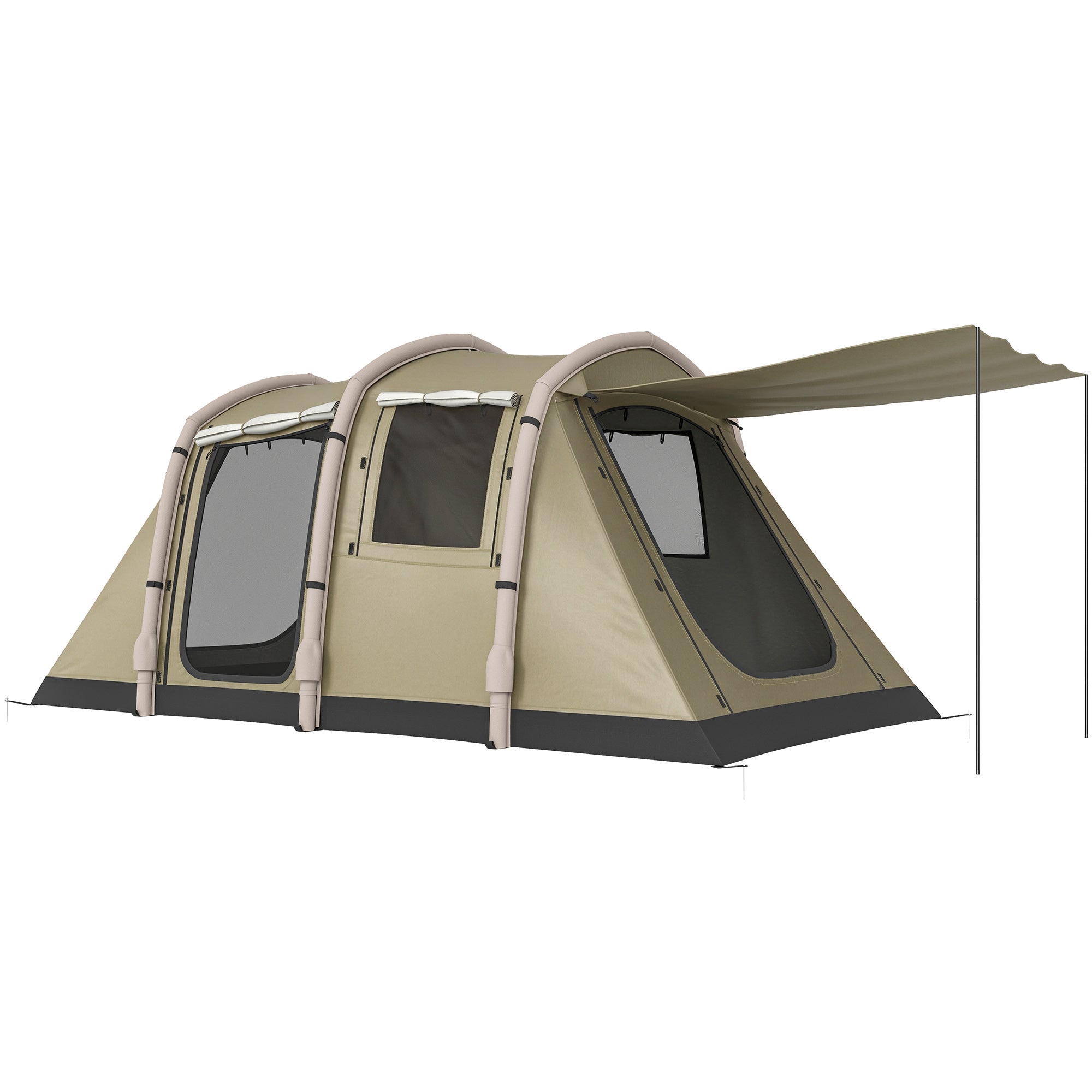 Inflatable 5–6 Person Camping Tent — Fast Air Setup, Mesh Windows, Waterproof Oxford Fabric, Awning & Groundsheet