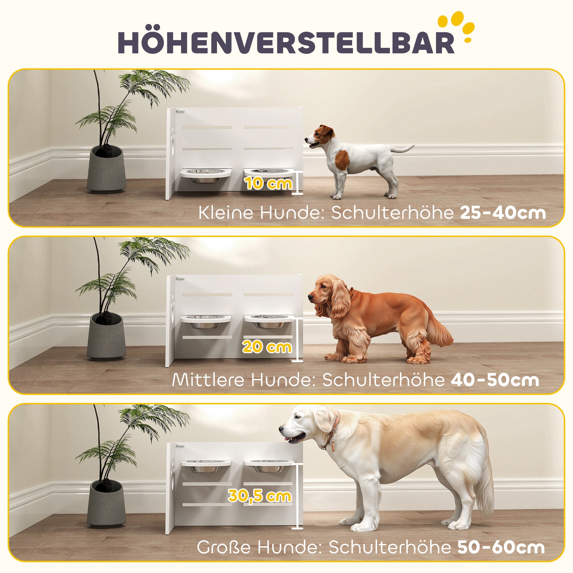 Elevated Dog Bowl Height Adjustable Feeder with Stand Anti-Gulp Mat 2 x 1000ml Slow Feeding Bowl Adjustable Food Bowl Feeding Station Dog Bowls for Medium Dogs Cats White