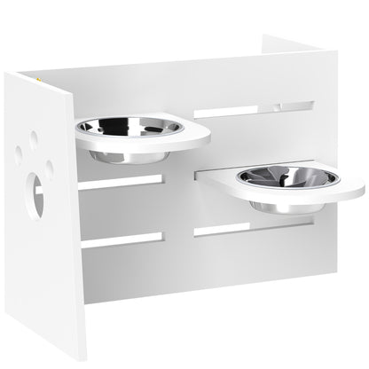 Elevated Dog Bowl Height Adjustable Feeder with Stand Anti-Gulp Mat 2 x 1000ml Slow Feeding Bowl Adjustable Food Bowl Feeding Station Dog Bowls for Medium Dogs Cats White
