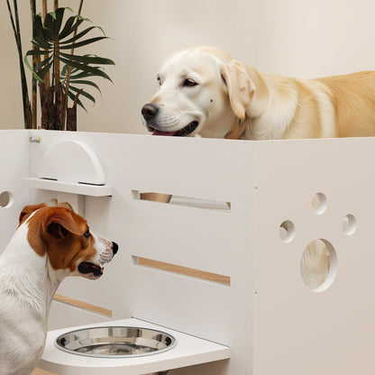 Elevated Dog Bowl Height Adjustable Feeder with Stand Anti-Gulp Mat 2 x 1000ml Slow Feeding Bowl Adjustable Food Bowl Feeding Station Dog Bowls for Medium Dogs Cats White