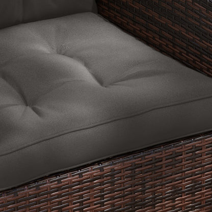 Set of 4 Garden Cushions with 2 Seat Cushions and 2 Back Cushions, Tufted Style, Polyester, Anthracite Gray