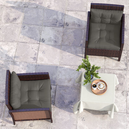 Set of 4 Garden Cushions with 2 Seat Cushions and 2 Back Cushions, Tufted Style, Polyester, Anthracite Gray