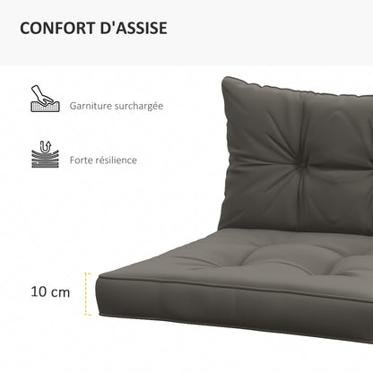 Set of 4 Garden Cushions with 2 Seat Cushions and 2 Back Cushions, Tufted Style, Polyester, Anthracite Gray