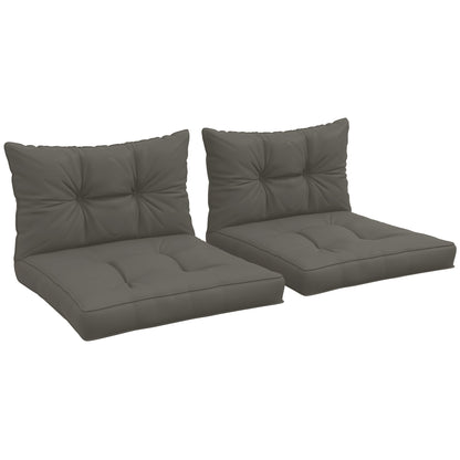 Set of 4 Garden Cushions with 2 Seat Cushions and 2 Back Cushions, Tufted Style, Polyester, Anthracite Gray