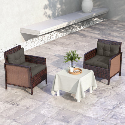 Set of 4 Garden Cushions with 2 Seat Cushions and 2 Back Cushions, Tufted Style, Polyester, Anthracite Gray