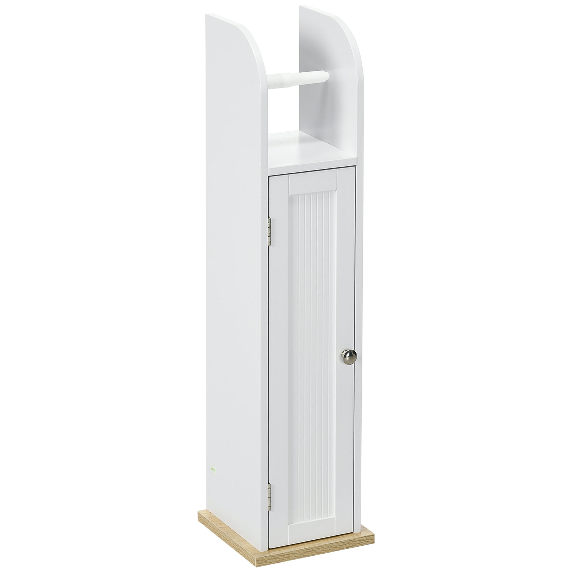 Bathroom Auxiliary Furniture Bathroom Column Bathroom Floor Cabinet with Adjustable Shelves and Toilet Paper Holder 20x20x80 cm White
