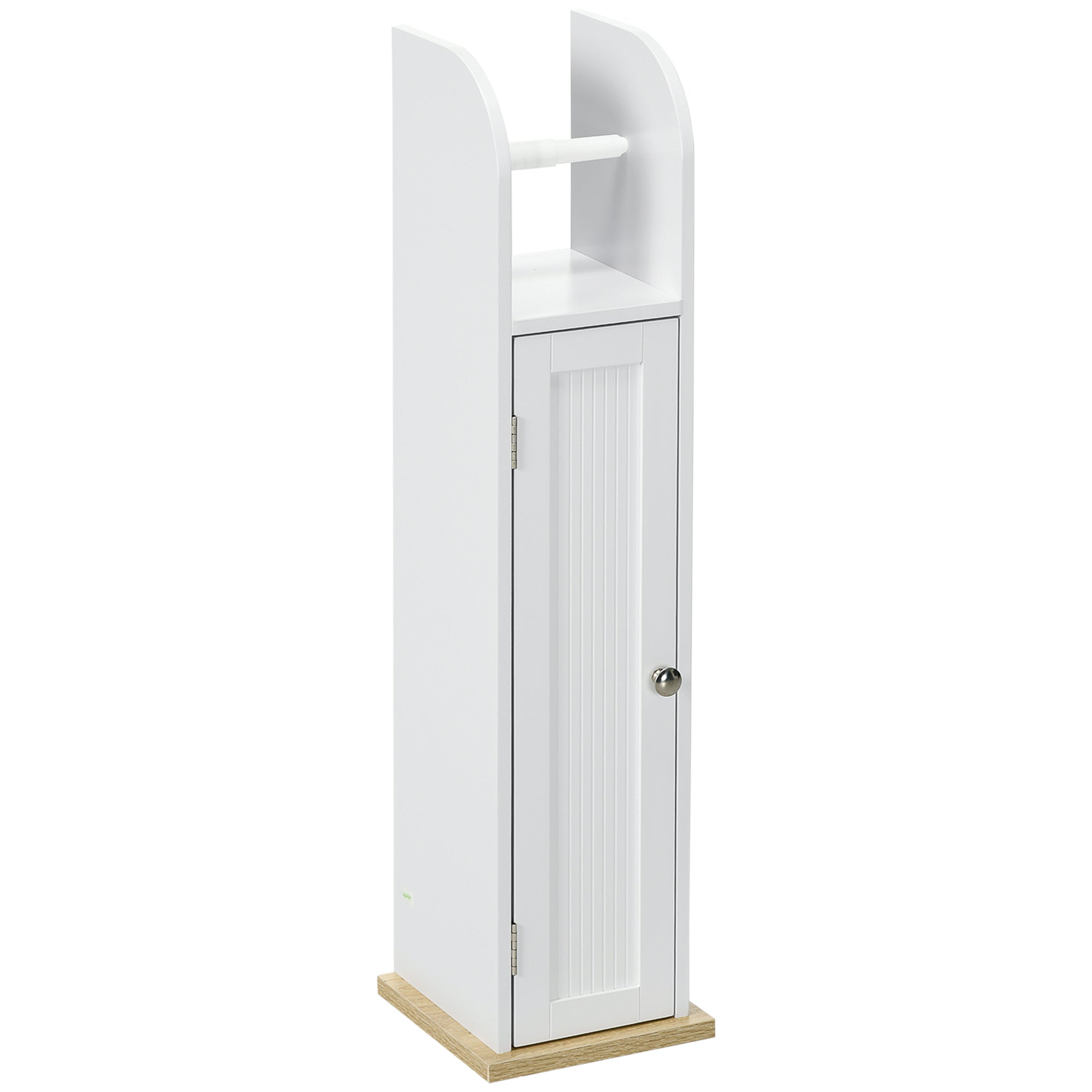 Bathroom Auxiliary Furniture Bathroom Column Bathroom Floor Cabinet with Adjustable Shelves and Toilet Paper Holder 20x20x80 cm White