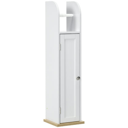 Bathroom Auxiliary Furniture Bathroom Column Bathroom Floor Cabinet with Adjustable Shelves and Toilet Paper Holder 20x20x80 cm White
