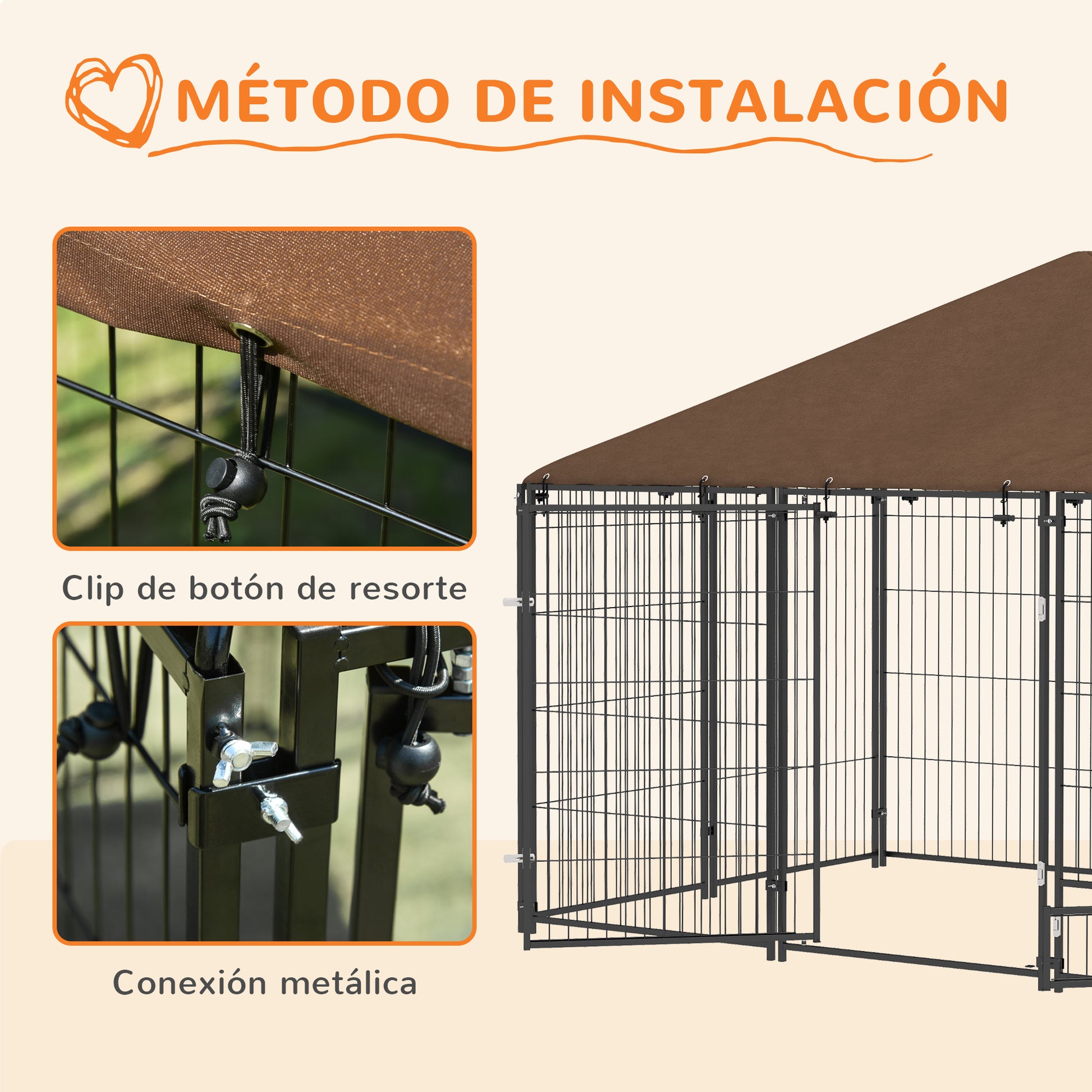 Metal Outdoor Dog Playpen with Canopy and Rotating Feeder Bowls 2 Bowls for Patio Garden Terrace 211x141x151 cm Black