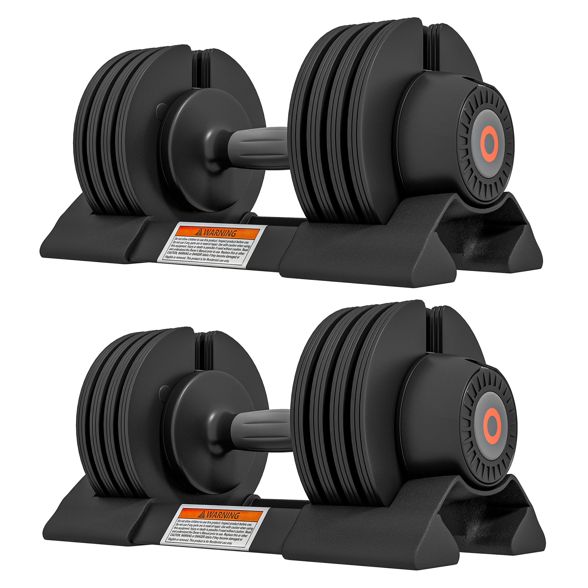 SPORTNOW Set of 2 Adjustable Weights with Dumbbell Storage Space and Non-Slip Handle, Steel and ABS Dumbbells, 33x16x16 cm, Black