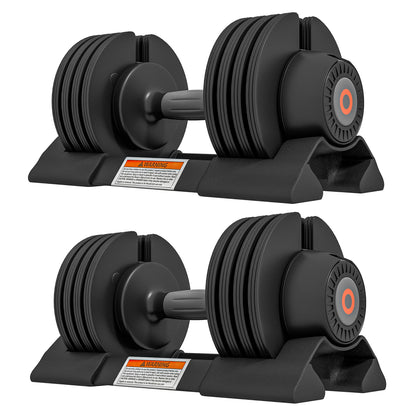 SPORTNOW Set of 2 Adjustable Weights with Dumbbell Storage Space and Non-Slip Handle, Steel and ABS Dumbbells, 33x16x16 cm, Black