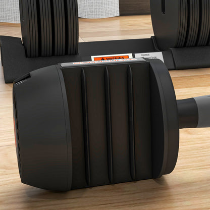 SPORTNOW Set of 2 Adjustable Weights with Dumbbell Storage Space and Non-Slip Handle, Steel and ABS Dumbbells, 33x16x16 cm, Black