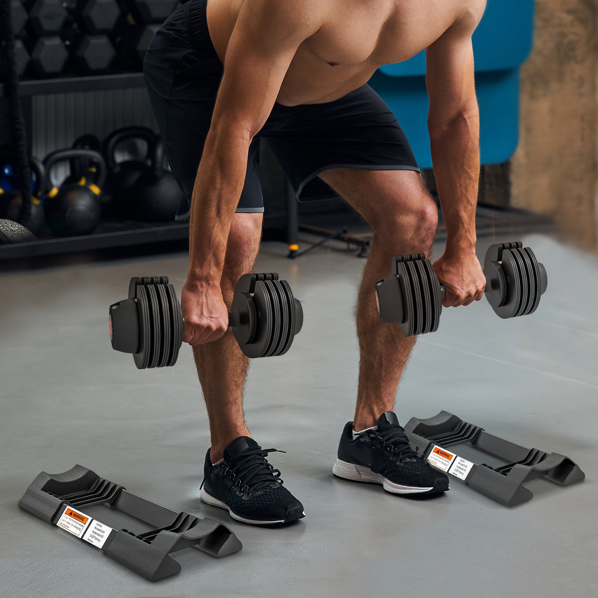 SPORTNOW Set of 2 Adjustable Weights with Dumbbell Storage Space and Non-Slip Handle, Steel and ABS Dumbbells, 33x16x16 cm, Black