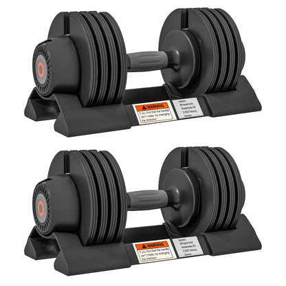 SPORTNOW Set of 2 Adjustable Weights with Dumbbell Storage Space and Non-Slip Handle, Steel and ABS Dumbbells, 33x16x16 cm, Black