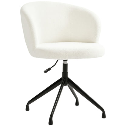 Ergonomic Office Chair, Desk Chair, Swivel Chair, Adjustable Height, 120 kg Capacity, Fabric Bouclé Upholstery for Living Room, Bedroom, Office, White