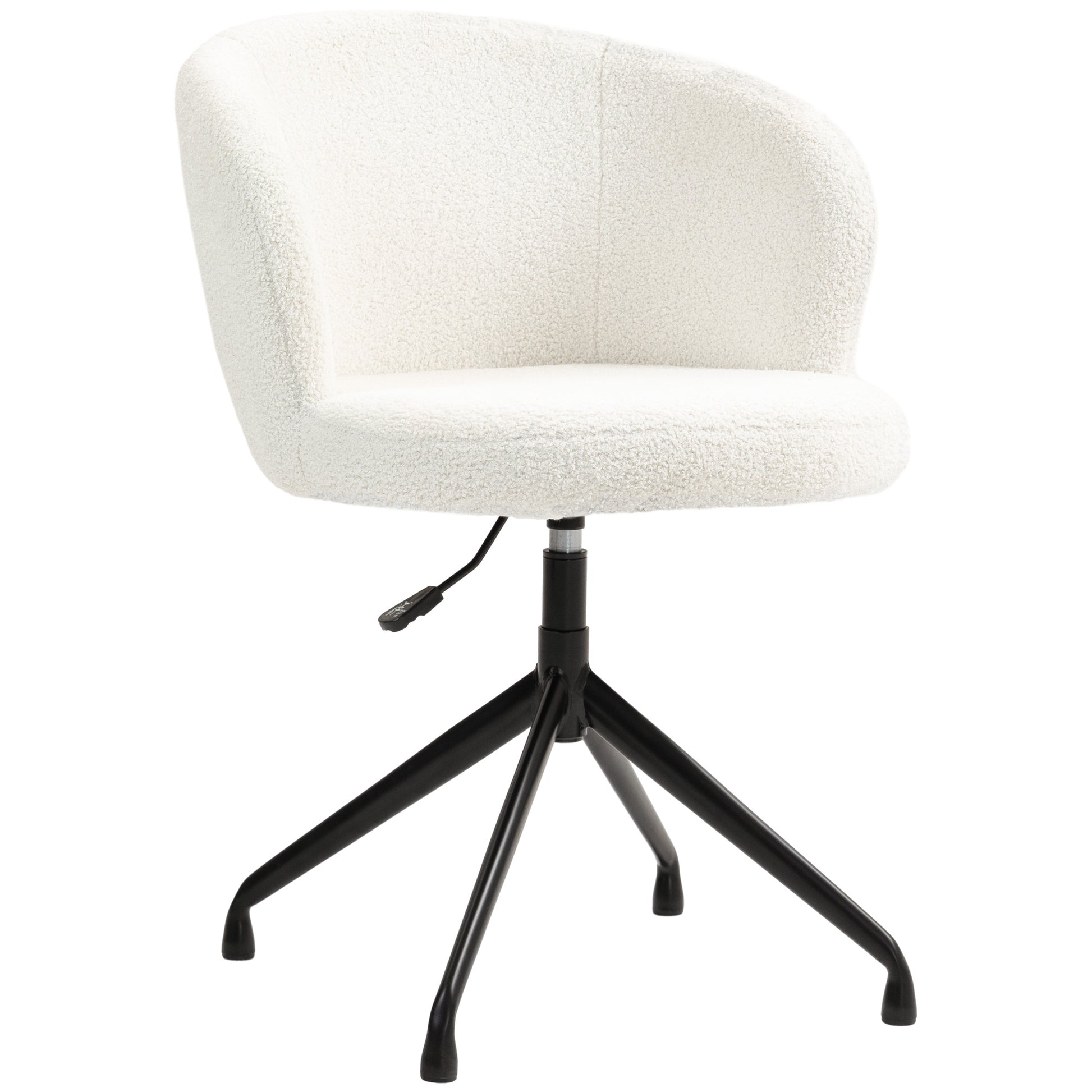 Ergonomic Office Chair, Desk Chair, Swivel Chair, Adjustable Height, 120 kg Capacity, Fabric Bouclé Upholstery for Living Room, Bedroom, Office, White